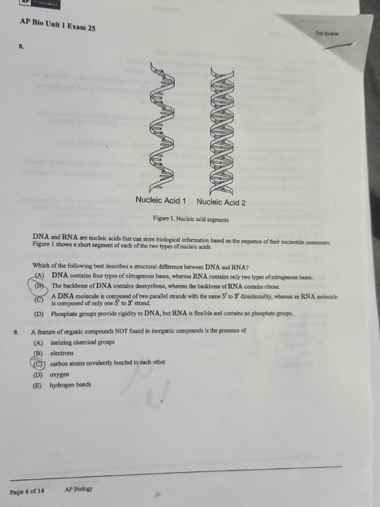 AP BIO Unit 1 Exam 25 | PDF