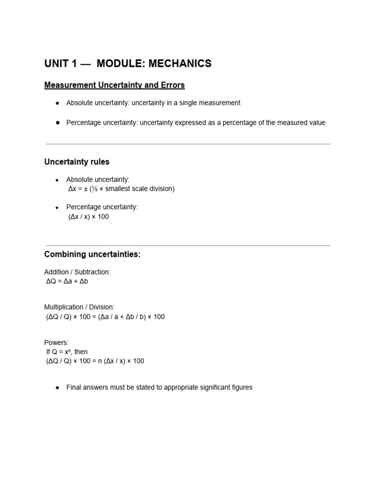 CAPE MODULE 1 — MECHANICS | PDF | Force | Friction