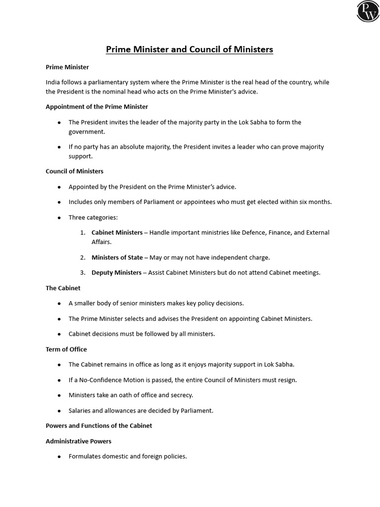 Prime Minister & Council of Ministers Handwritten Notes | PDF | Cabinet ...