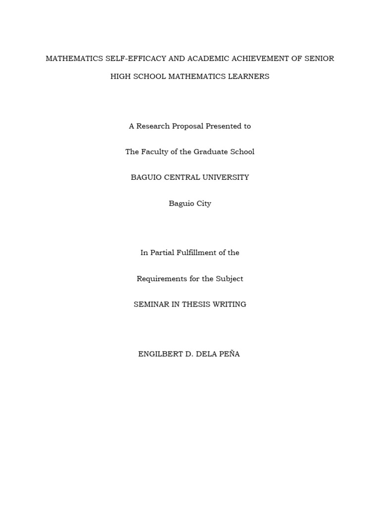 Mathematics Self Efficacy and Academic Achievement of Senior High ...