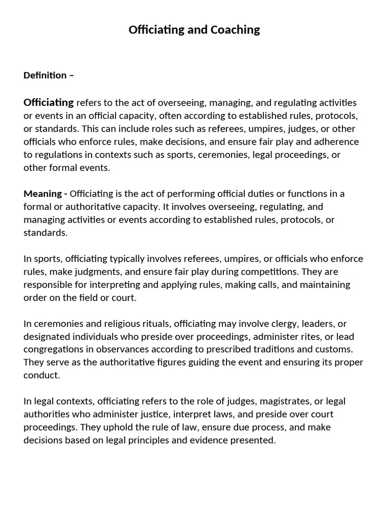 Officiating and Coaching | PDF | Referee | Mentorship