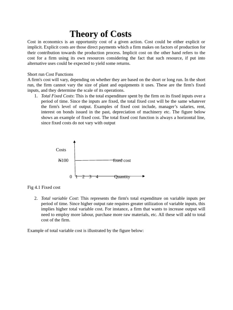 Lecture Note On Theory of Costs | PDF | Average Cost | Marginal Cost