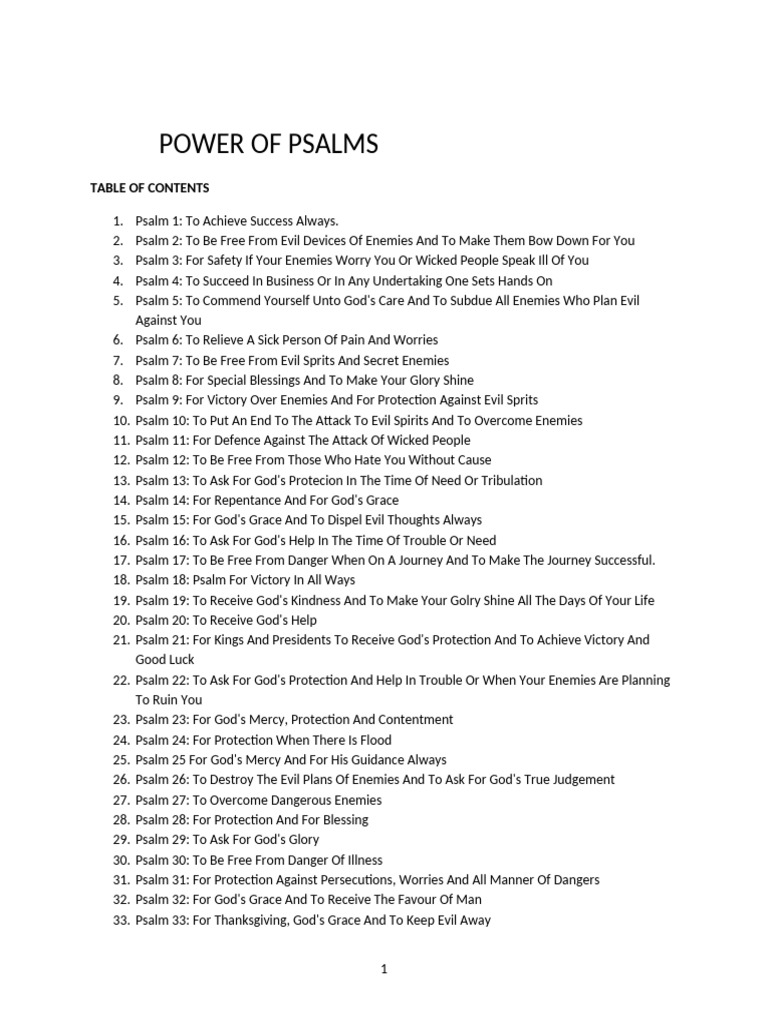 POWER OF PSALMS | PDF | Glory (Religion) | Prayer