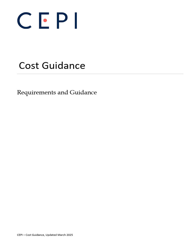 CEPI - Cost Guidance 2025 | PDF | Cost Of Living | Expense