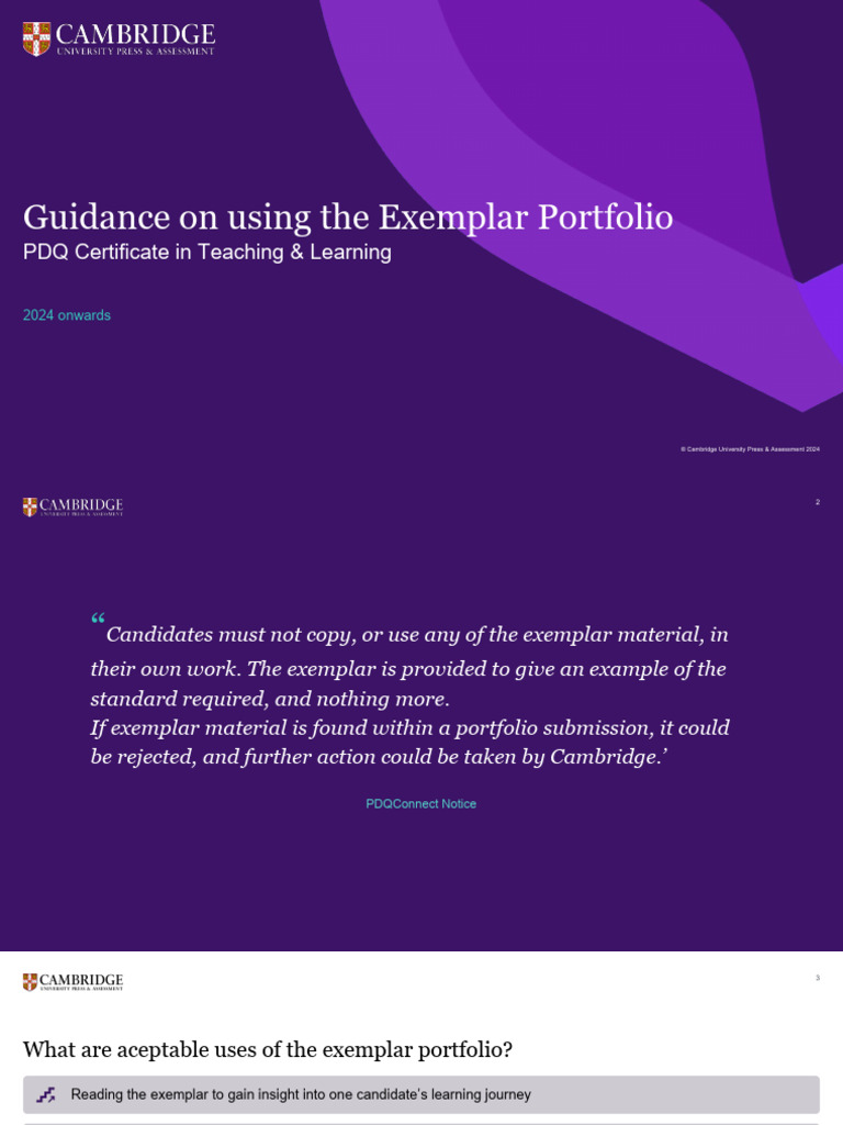 Correct Use of Exemplar Portfolios | PDF | Learning | Bibliography
