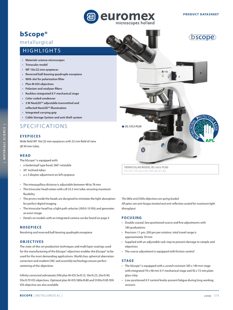 BScope Metallurgical Product Datasheet English | PDF | Laboratory ...