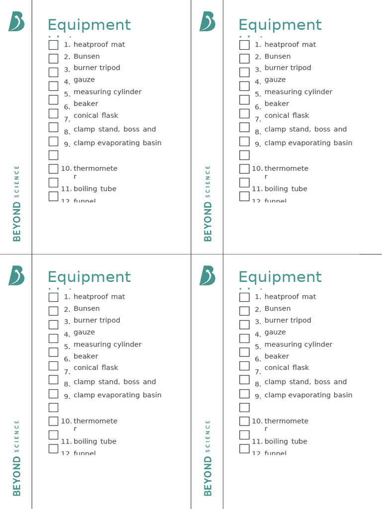 Equipment List Editable | PDF
