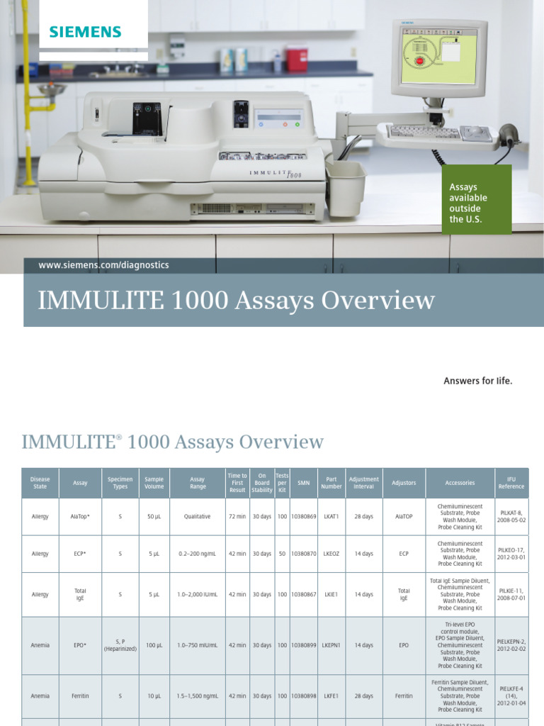 IMMULITE® 1000 Assays | PDF | Insulin Like Growth Factor 1 | Medical ...