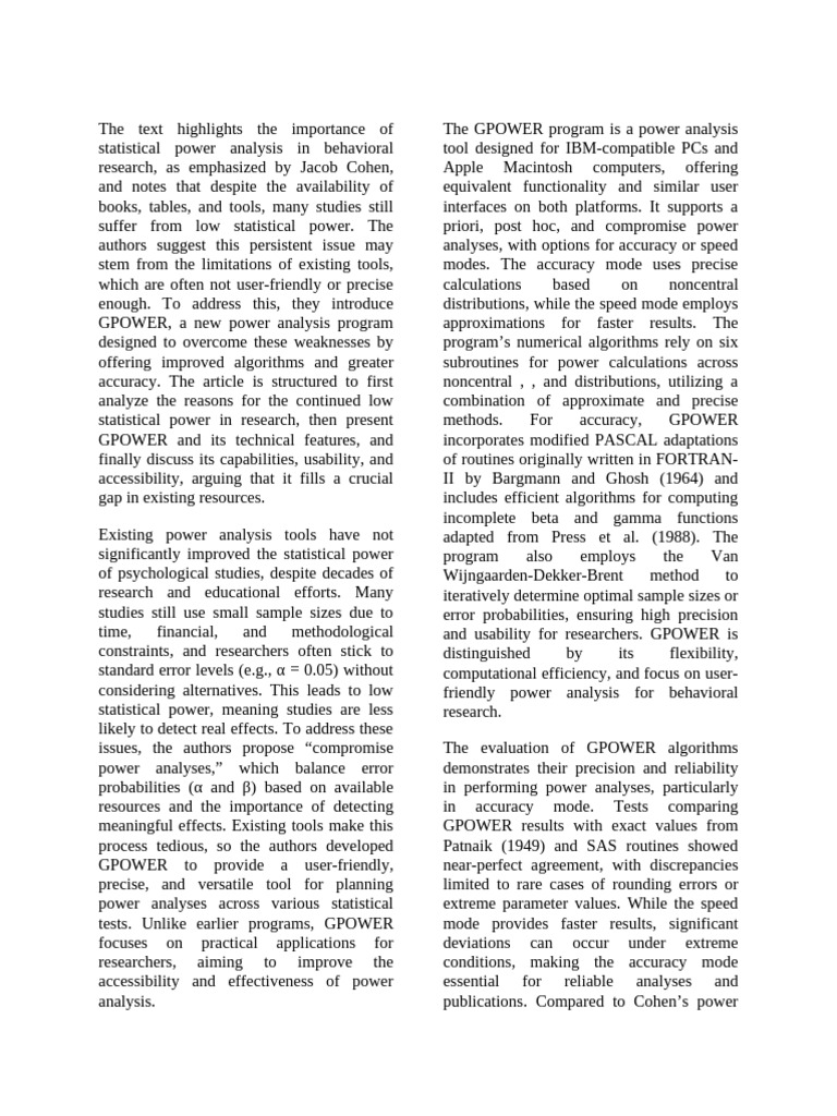 GPOWER | PDF | Effect Size | Degrees Of Freedom (Statistics)