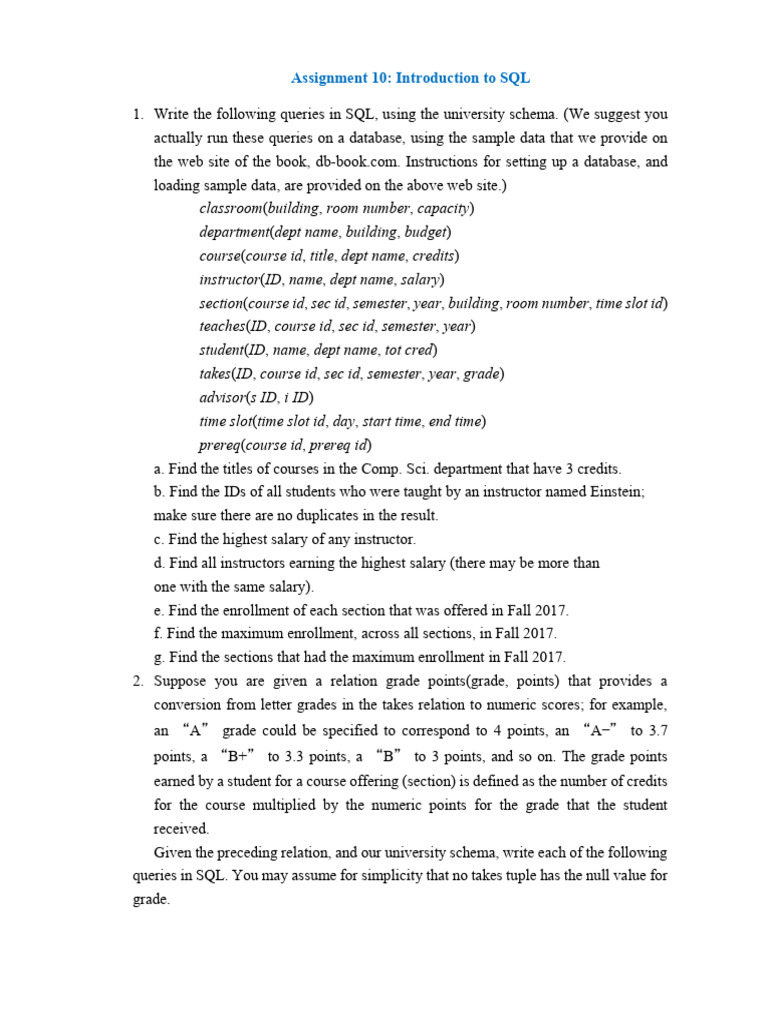 Assignment DB 10 | PDF | Sql | Computer Data