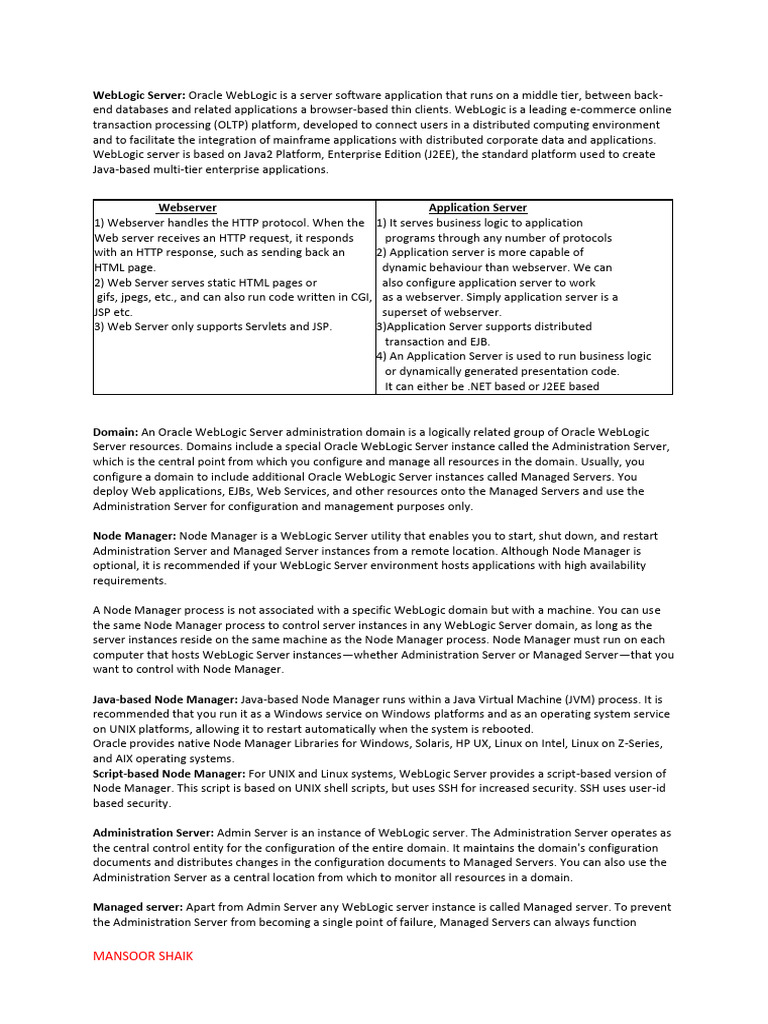 WebLogic Notes by Mansoor Shaik 1754407187 | PDF | Proxy Server | Web ...