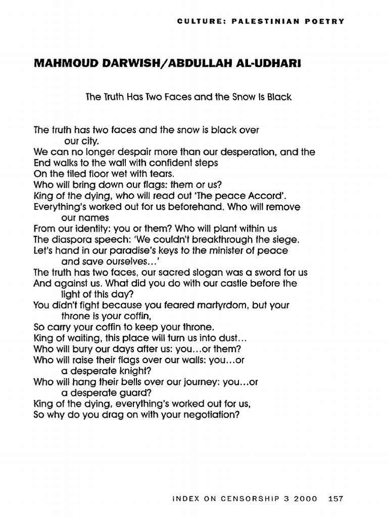 Darwish, Mahmoud - Four Poems (2000) | PDF