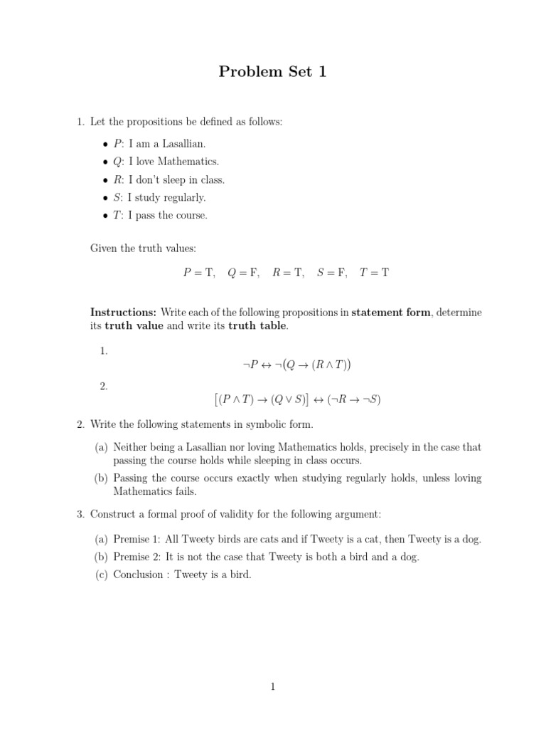 Problem Set 1 Gemath | PDF