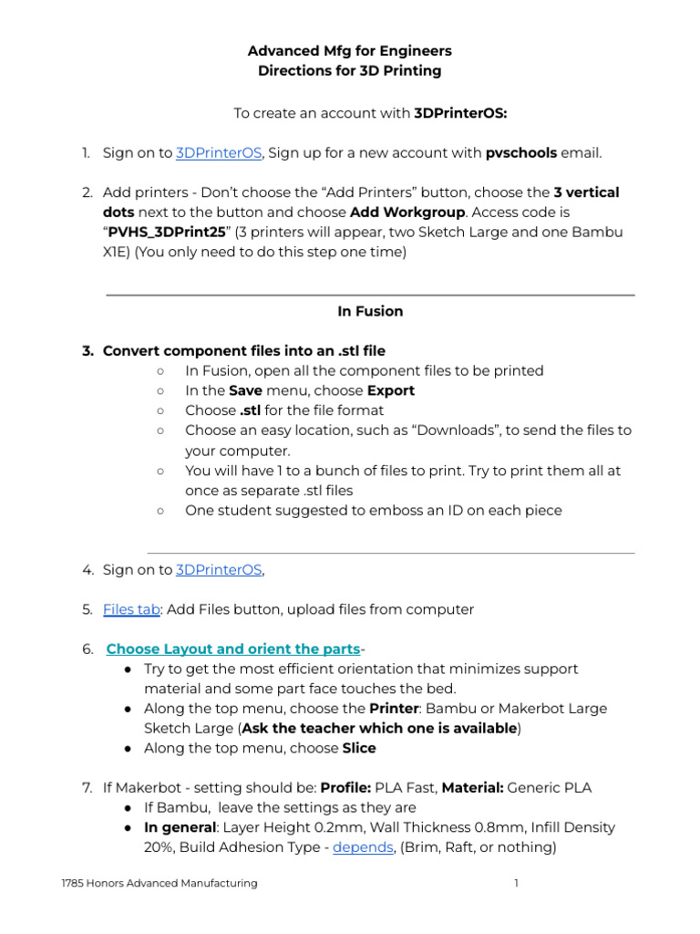 Directions For 3D Printing Components | PDF | 3 D Printing