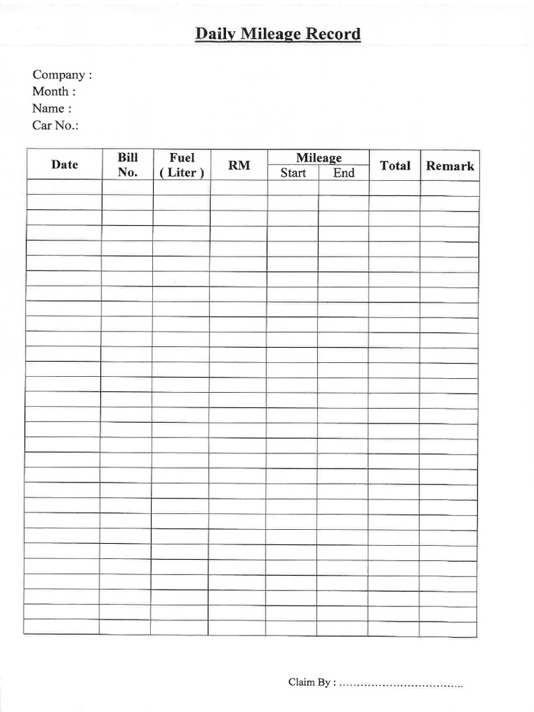 Daily Mileage Record | PDF