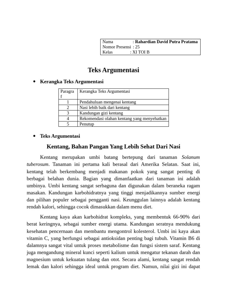 Kerangka Teks Argumentasi | PDF