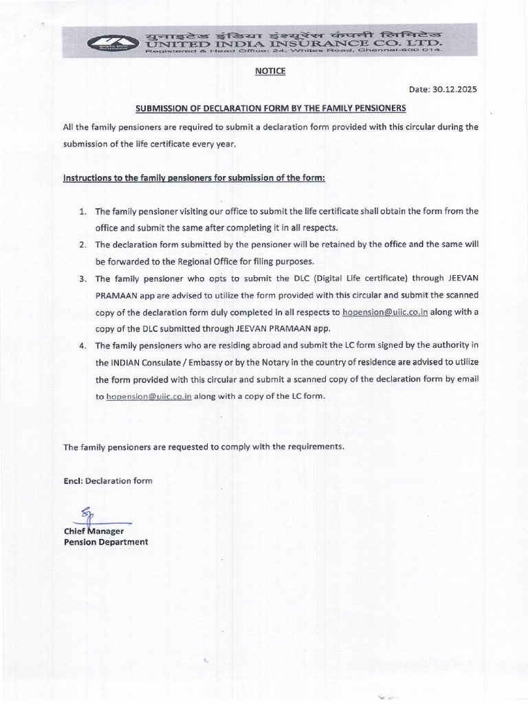 Circular - FP Declaration Form-1 | PDF