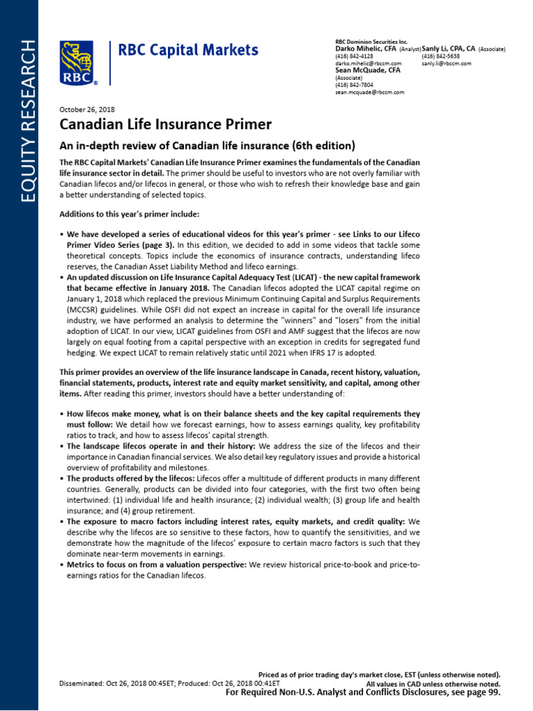RBC Canadian Life Insurance Primer 6th Ed 2018 | PDF | Insurance ...