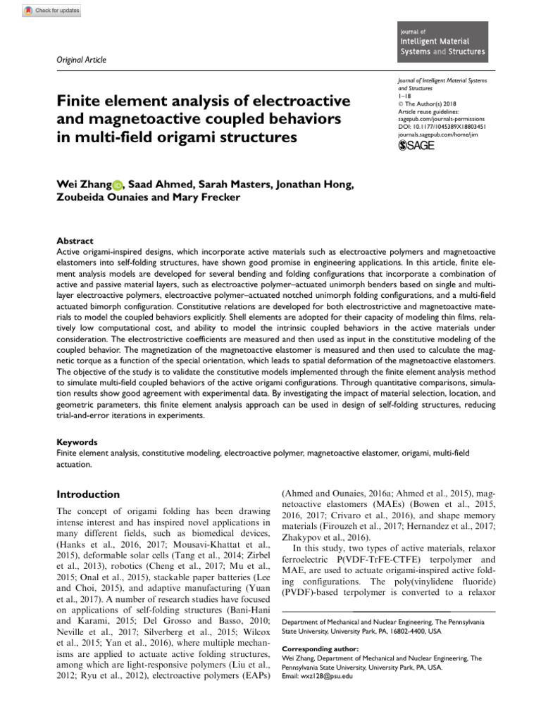 Finite Element Analysis of Electroactive and Magnetoactive Coupled ...