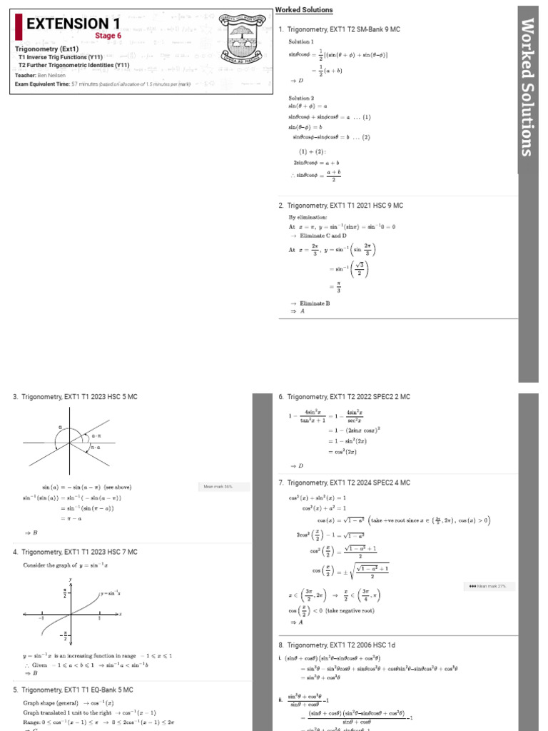 11MAX - T1-2 Trig Solutions | PDF | Trigonometry | Chess Theory