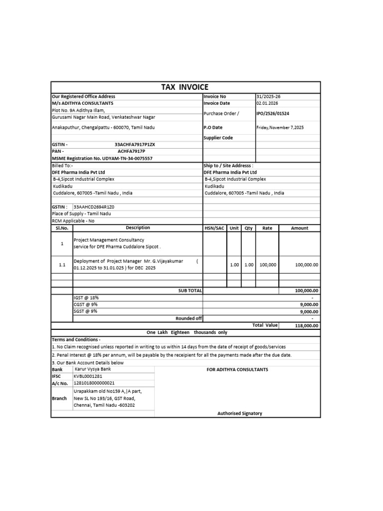 Acs Dfe Inv No 31 Dec 25 | PDF | Public Finance | Business Documents