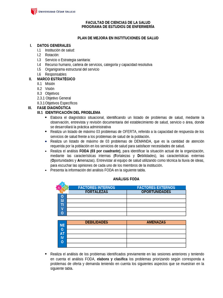 Esquema de Plan de Mejora en Ipress | PDF | Análisis FODA
