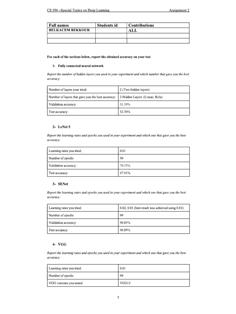 CS 596 Assignment 2 Report Belkacem | PDF