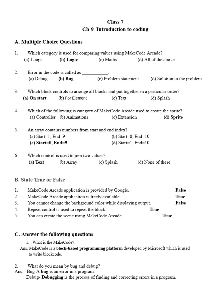 Class 7 Ch-9 Introduction To Coding | PDF | Software Bug | Control Flow