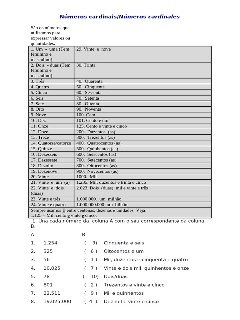 Números Cardinais | PDF