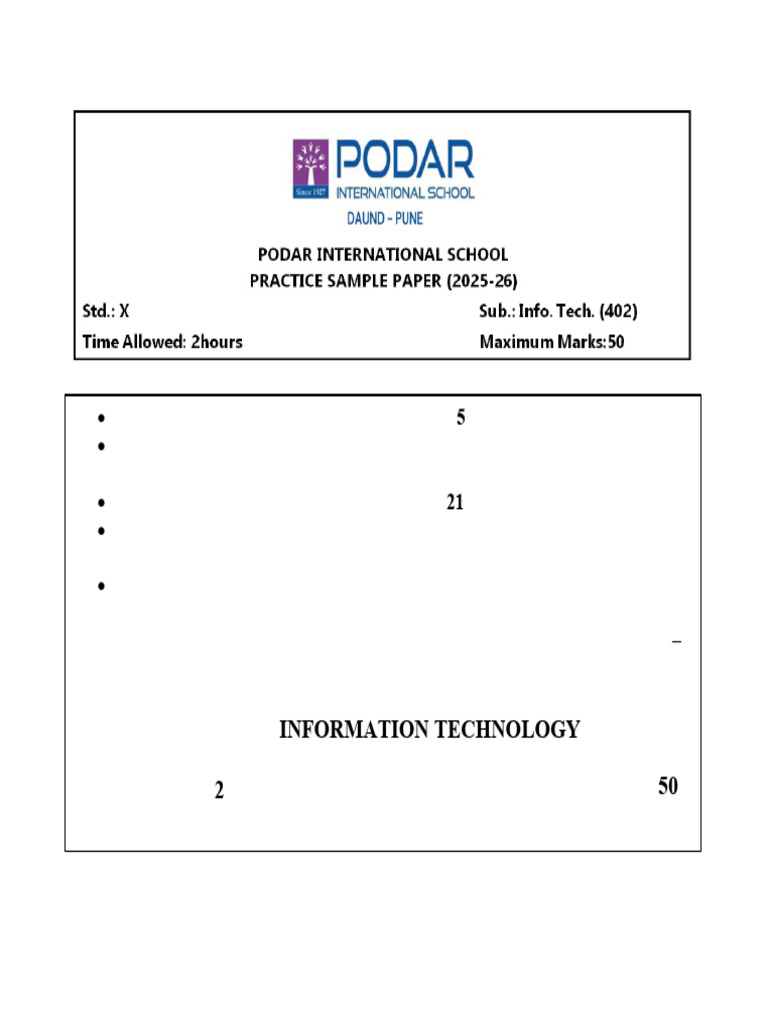Class 10 It Sample Paper Set 6 | PDF | Databases | Table (Database)