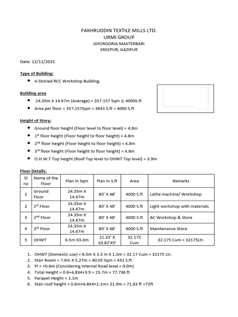 Specification of Workshop Building of FTML | PDF