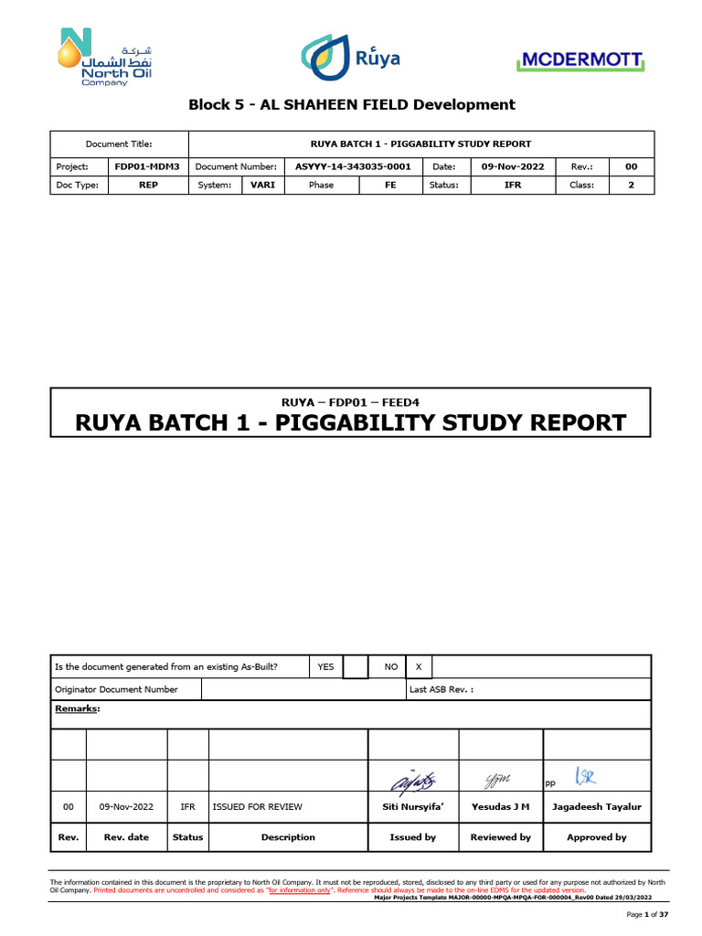 Piggability Study Report-343035 | PDF | Pipe (Fluid Conveyance) | Gases