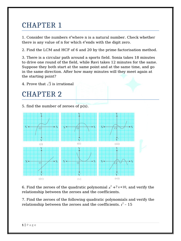 Test Class 10th Chapter 1 To 5 | PDF | Algebra | Abstract Algebra
