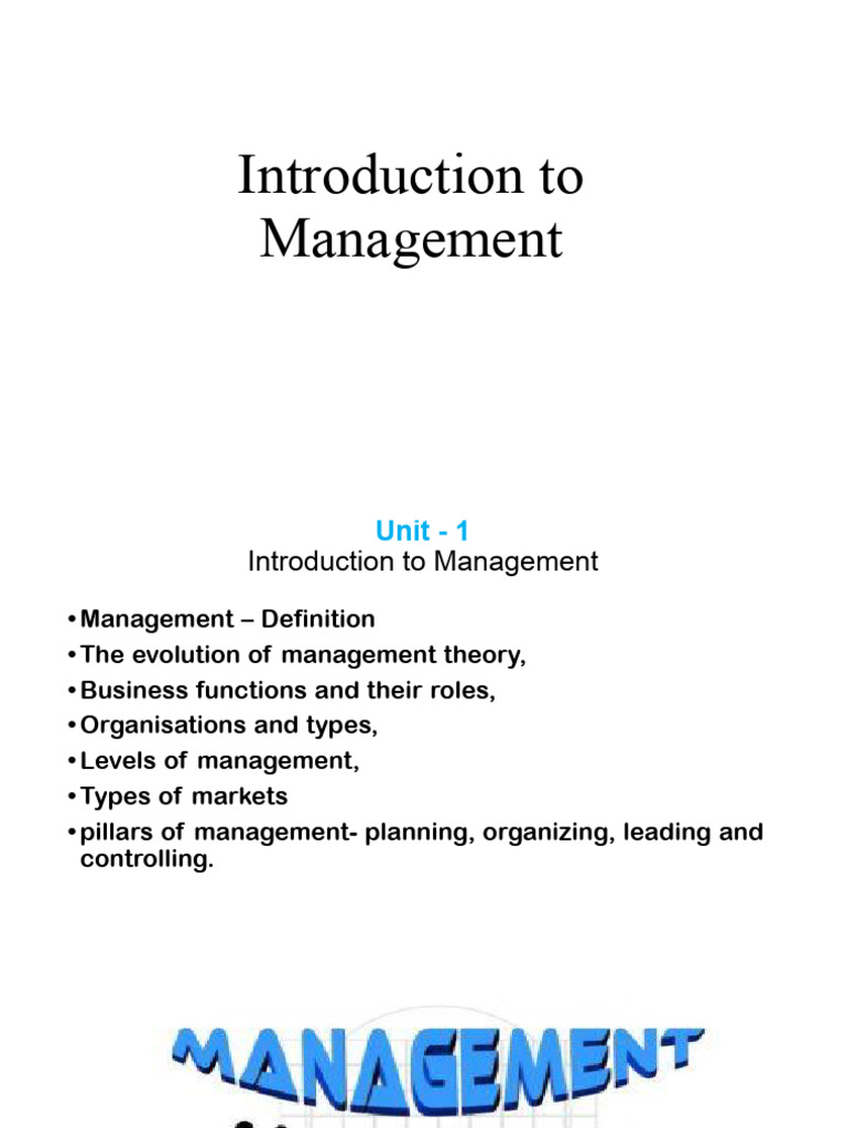 Introduction To Management | PDF | Business | Economies