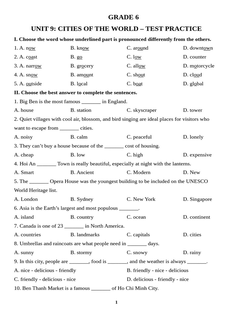 L P 6 - Global Success - Unit 9 - Test Practice | PDF | Paris