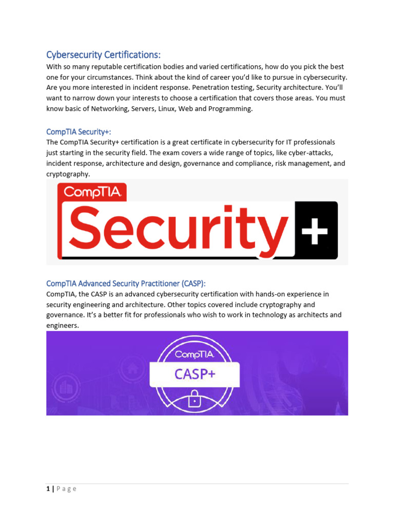 5 Cybersecurity Certifications | PDF | Security | Computer Security