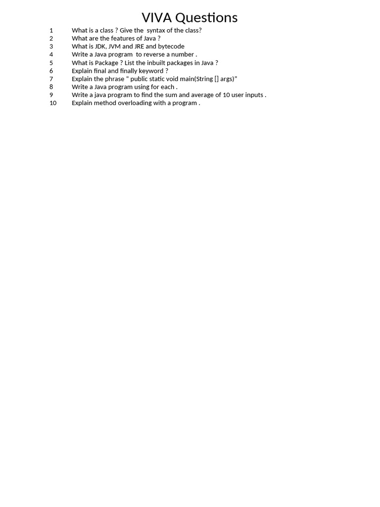Viva Questions | PDF
