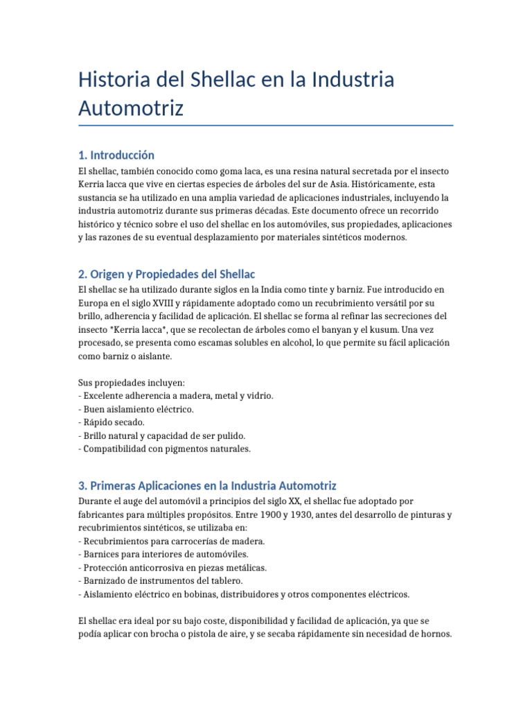 Historia Shellac Automotriz | PDF | Materiales