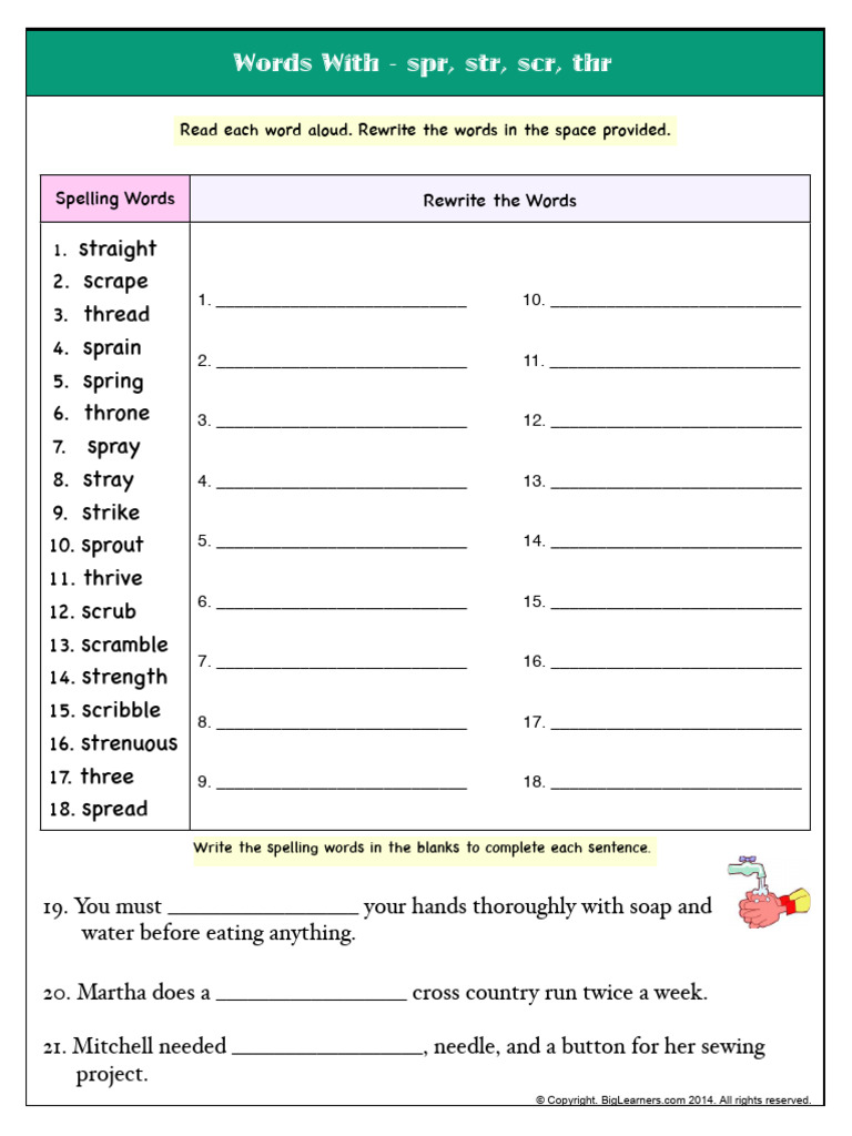 Words With SPR STR SCR THR | PDF