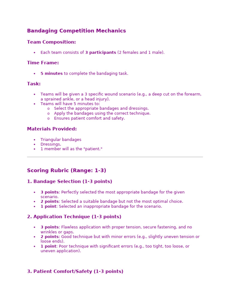 Bandaging Competition Mechanics | PDF