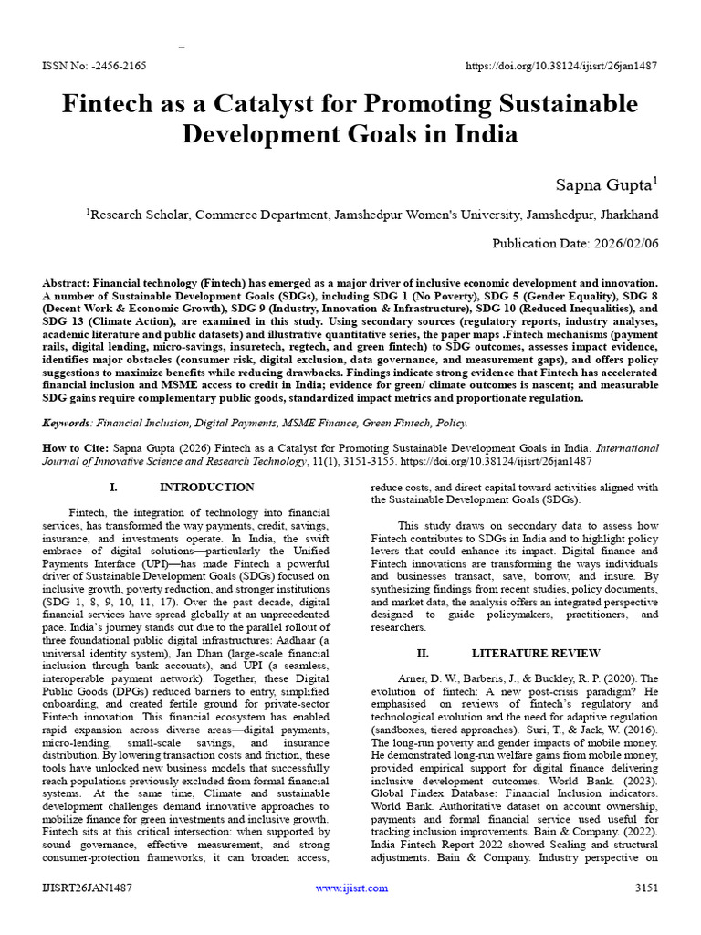 Fintech As A Catalyst For Promoting Sustainable Development Goals in ...
