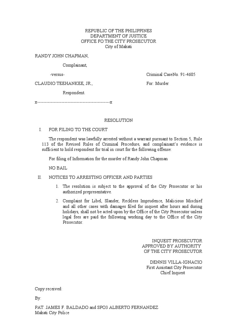 Inquest Resolution for Murder Case | PDF | Social Science | Law