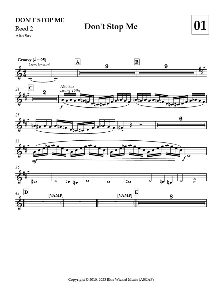 Don't Stop Me- Reed 2 | PDF | Music Education | Jazz