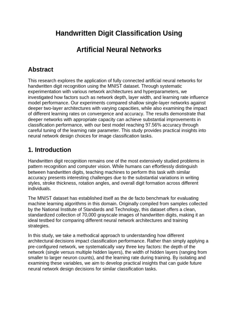 Handwritten Digit Classification Detailed Report | PDF | Deep Learning ...