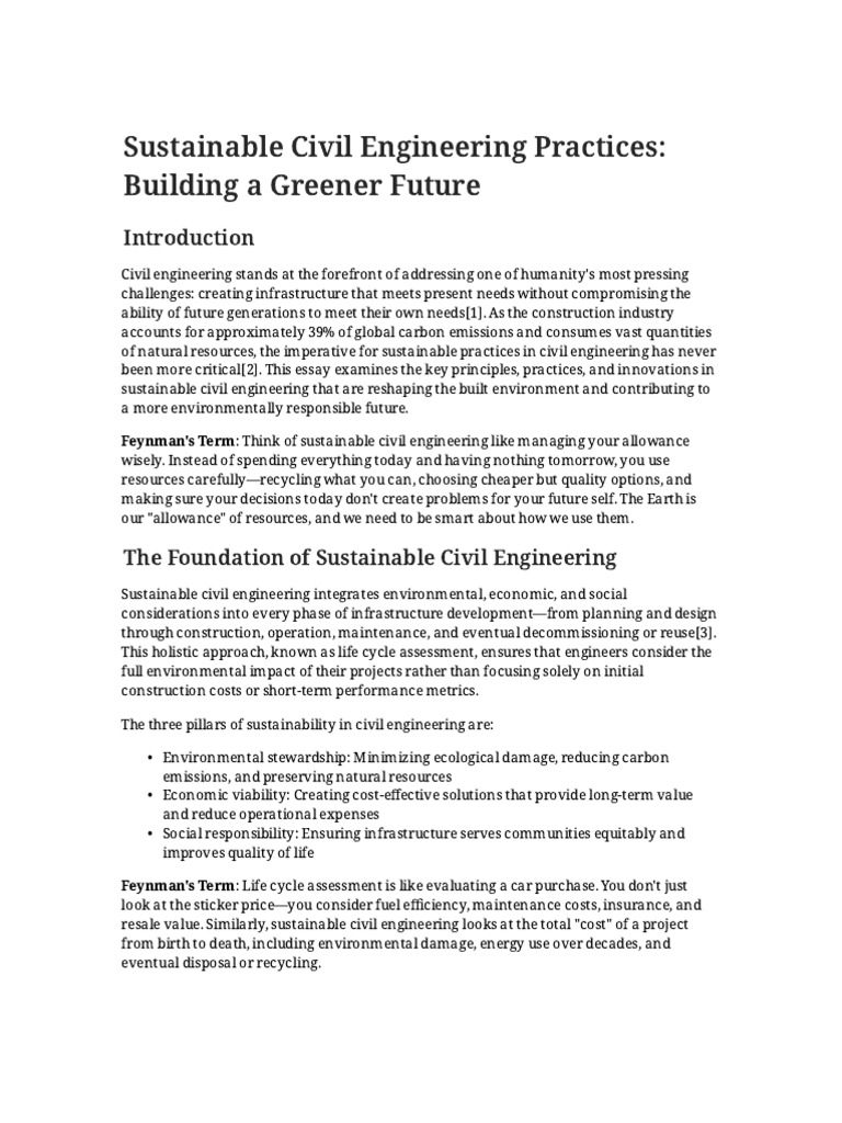 Sustainable Civil Engineering | PDF | Sustainability | Concrete