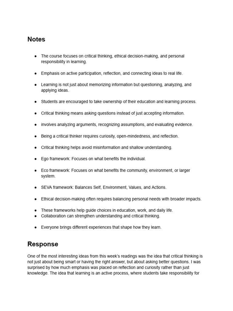 week%201%20notes%20and%20response%20gael.pdf | PDF | Critical Thinking ...