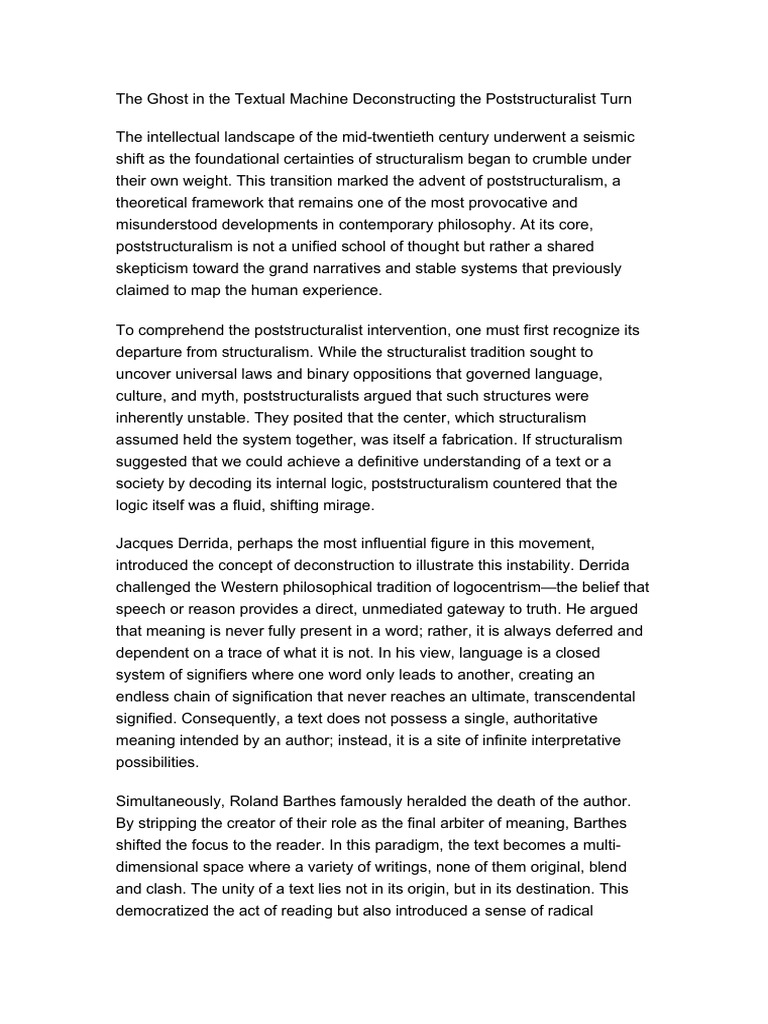 The Ghost in The Textual Machine Deconstructing The Poststructuralist ...