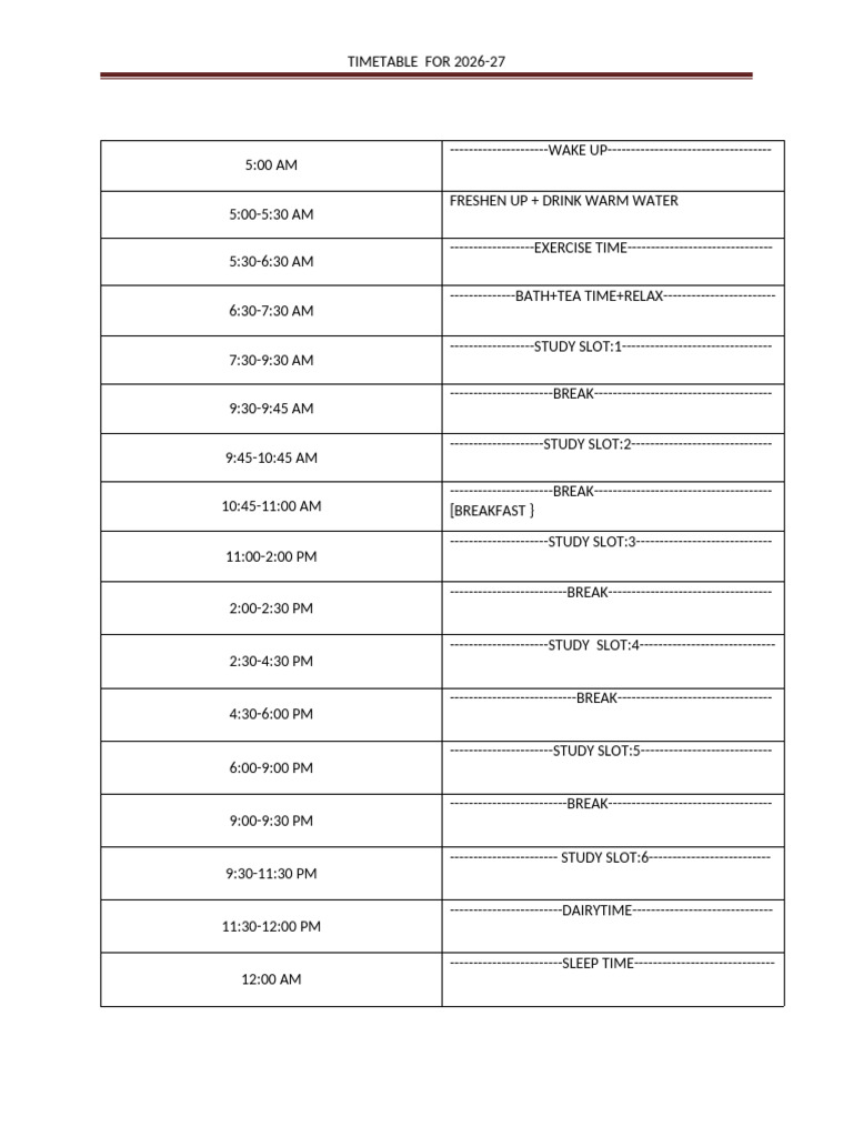 Time Table | PDF