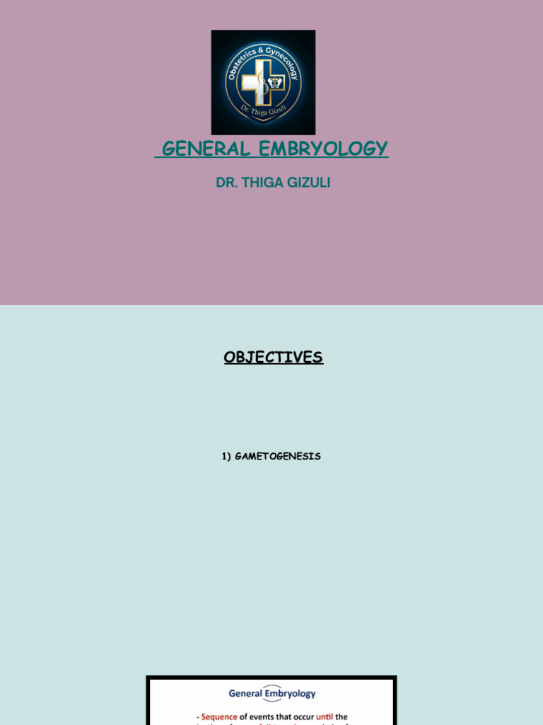 General Embryology محاضرة | PDF | Ovary | Meiosis