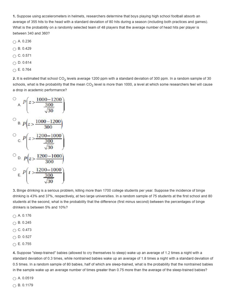 AP Statistics Multiple-Choice Practice Questions - Sampling ...